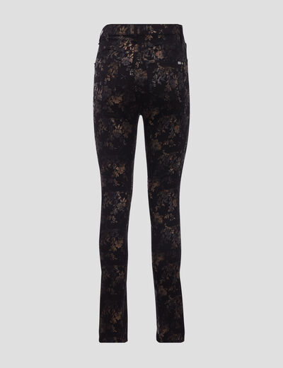 Pantalon ajusté denim noir femme
