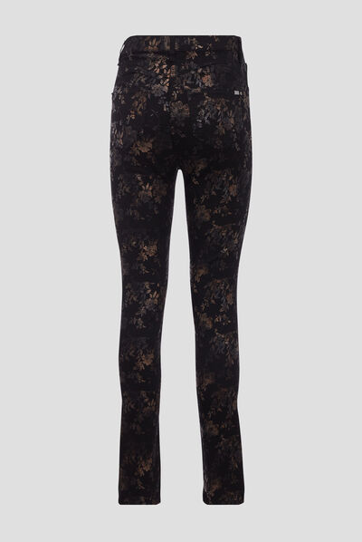 Pantalon ajusté denim noir femme