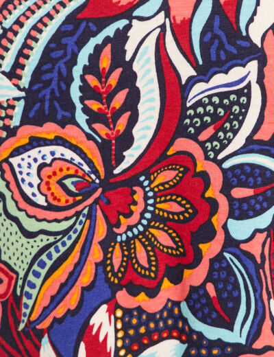 T-shirt col V manches courtes bordeaux femme