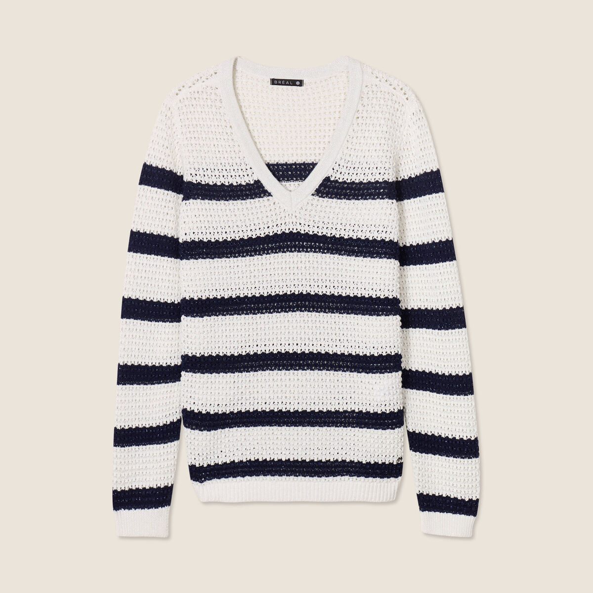 Pull manches longues ajouré ecru femme