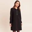 Robe droite courte en maille col chemise noir femme