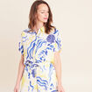 Chemise fluide manches courtes bleu femme