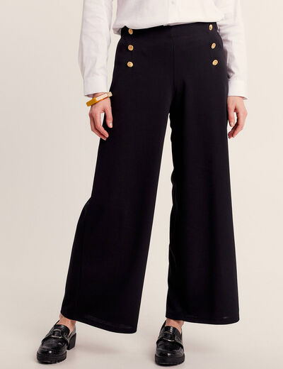 Pantalon large à pont noir femme