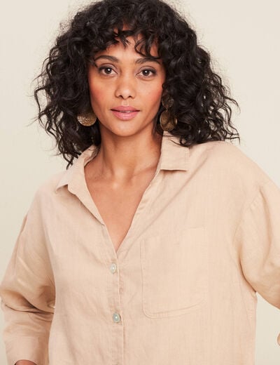 Chemise manches 3/4 sable femme