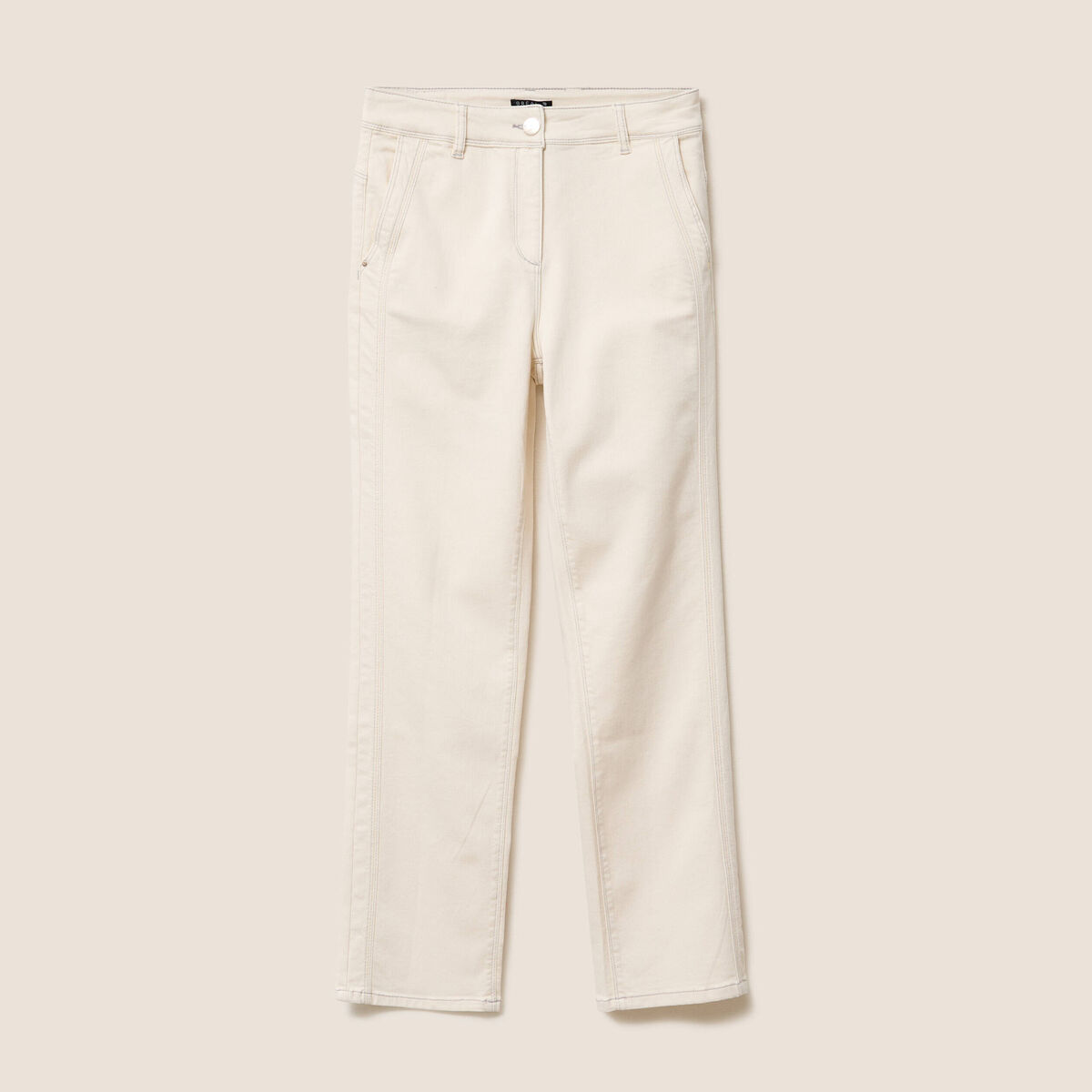 Jean taille haute sable femme
