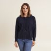 Sweat &agrave; capuche bleu marine femme