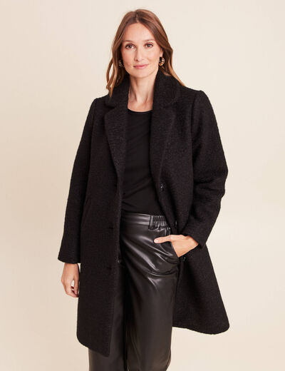 Manteau 3 en 1 col montant doubl&eacute; noir femme