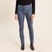 Pantalon enduit ajust&eacute; taille bascul&eacute;e bleu fonc&eacute; femme