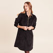 Robe droite courte velours col chemise noir femme