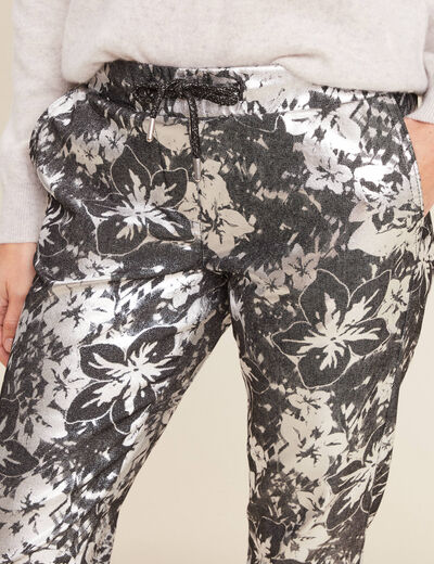 Pantalon ajusté à coulisse noir femme