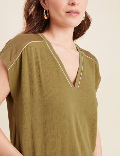 T-shirt manches courtes vert kaki femme
