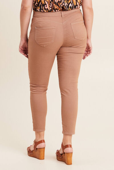 Pantalon léger taille standard 7/8ème marron femme