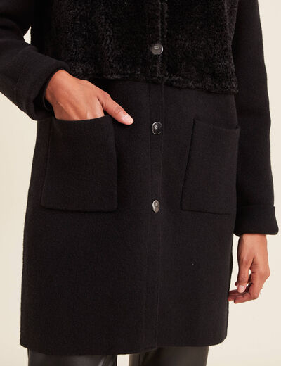 Veste droite buste bouclette noir femme