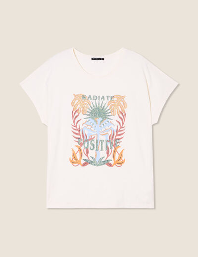 T-shirt manches courtes ecru femme