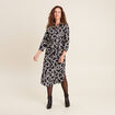Robe longue évasée ceinturée noir femme