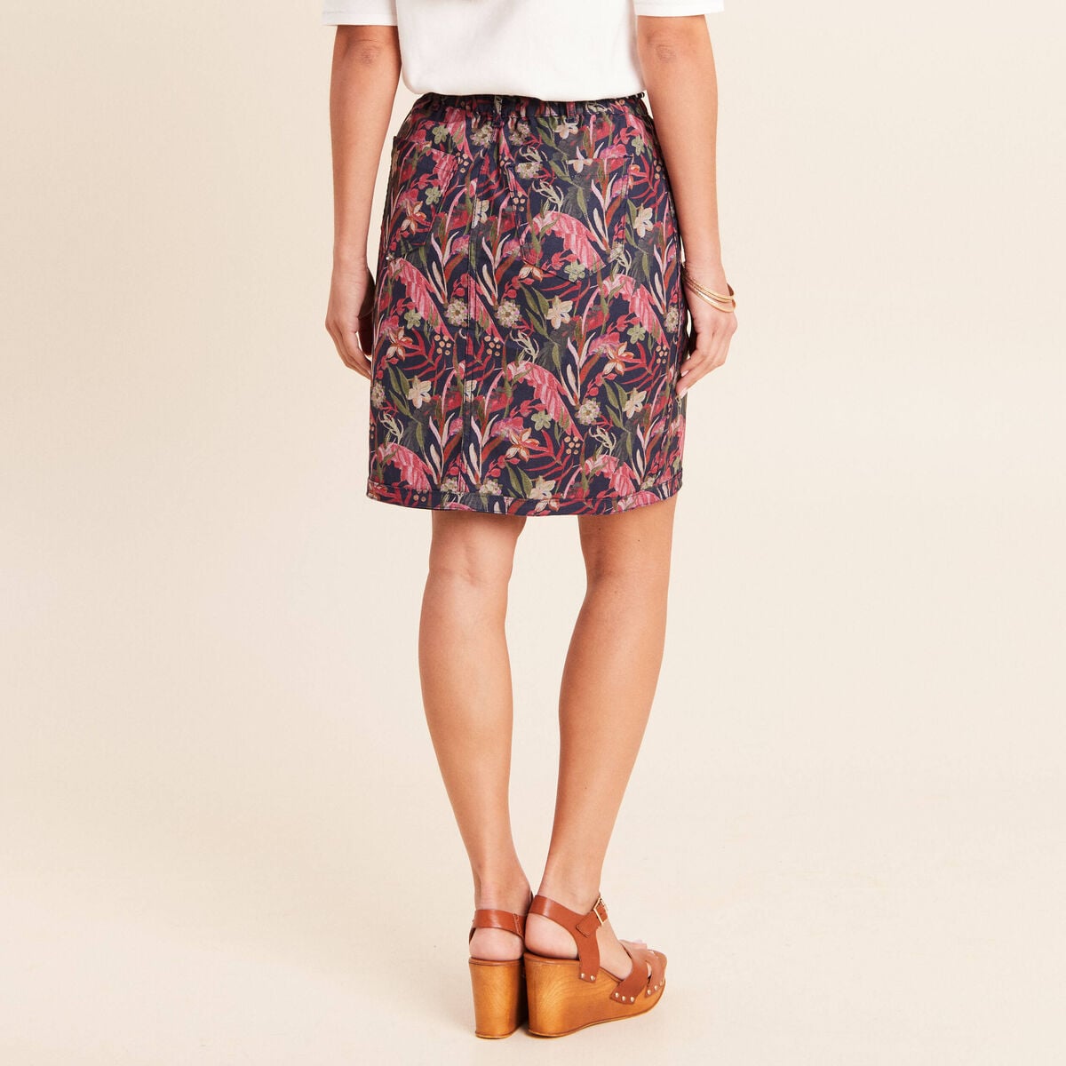 Jupe droite r&eacute;versible multicolore femme