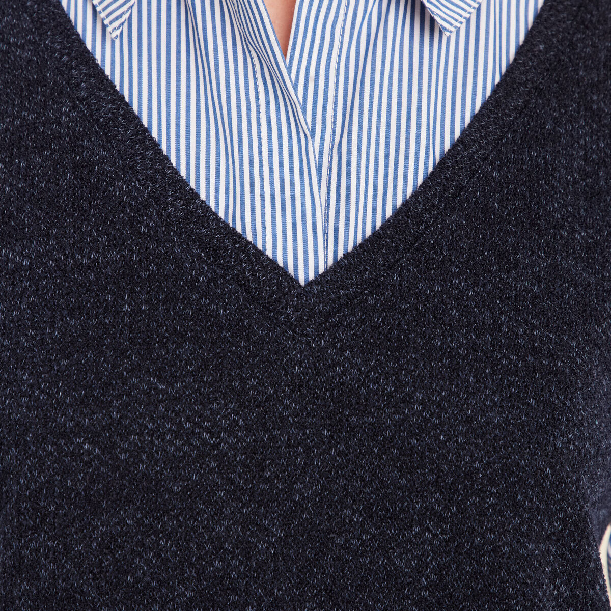 Pull effet 2-en-1 chemise bleu foncé femme