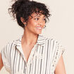 Chemise col chemise manches courtes noir femme