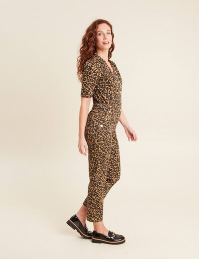 Combinaison pantalon à pont marron femme