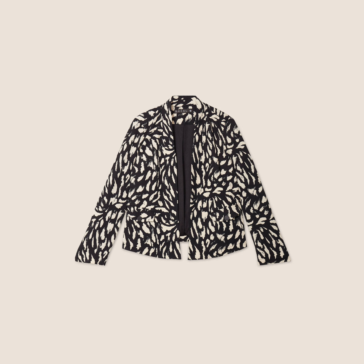 Veste en maille ajust&eacute;e col ch&acirc;le noir femme
