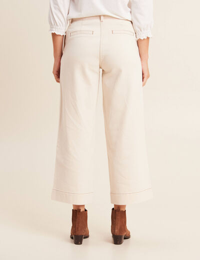Jean large taille haute 7/8ème ivoire femme
