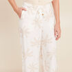 Pantalon large taille haute beige femme