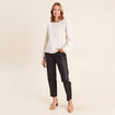 Blouse col rond manches longues ivoire femme
