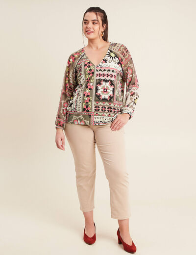 T-shirt manches 3/4 multicolore femme