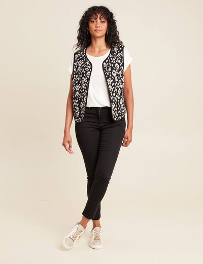 Gilet droit court sans manches noir femme
