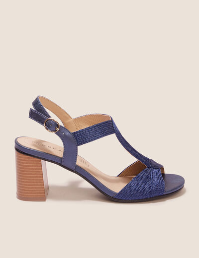Sandales à talons bottiers bleu marine femme