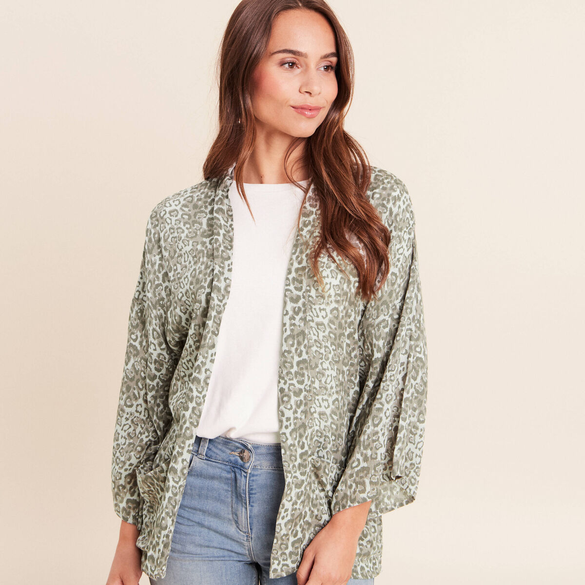 Kimono avec poches vert clair femme