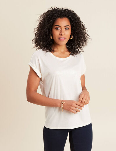 T-shirt manches courtes ecru femme