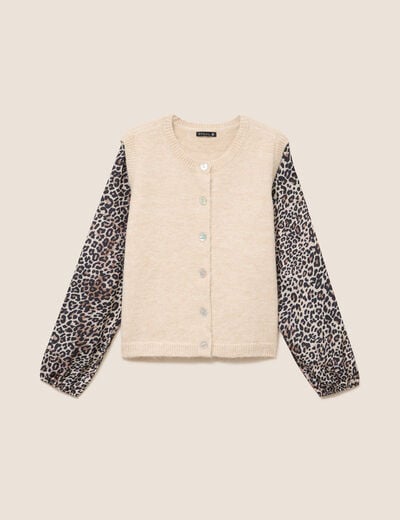 Pull col rond beige femme