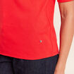 T-shirt ajust&eacute; col rond manches coudes rouge fluo femme