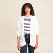 Gilet droit mi-long à pans manches 3/4 ecru femme