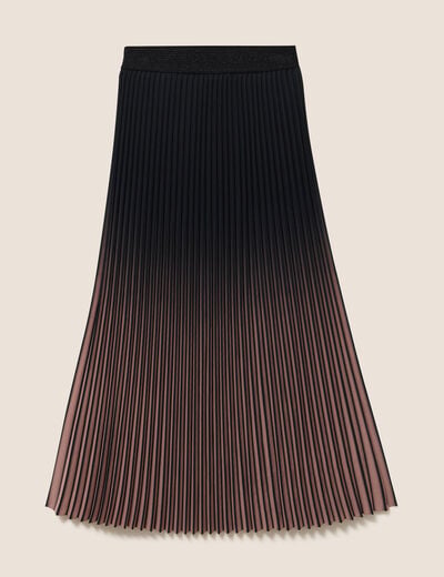 Jupe midi patineuse pliss&eacute;e marron fonc&eacute; femme