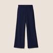 Pantalon large taille haute fluide bleu marine femme