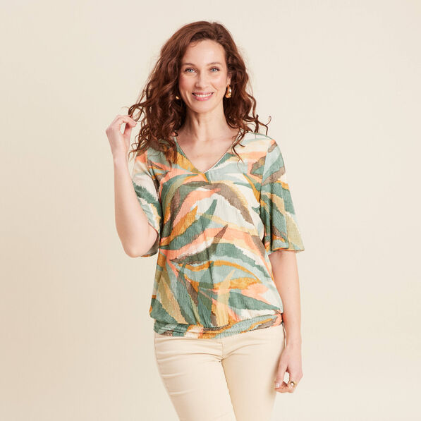 Blouse manches courtes multicolore femme