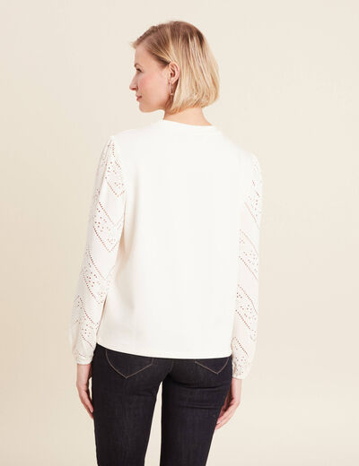 Sweat manches longues ecru femme