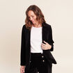 Blazer col tailleur doubl&eacute; noir femme