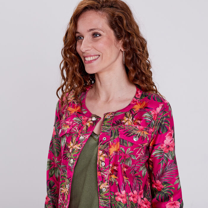 Veste droite réversible rose fushia femme