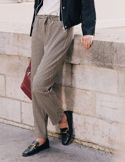 Pantalon mom 7/8&egrave;me beige femme