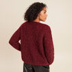 Pull manches longues ajour&eacute; bordeaux femme
