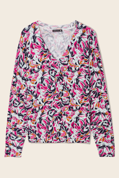 Pull manches longues multicolore femme