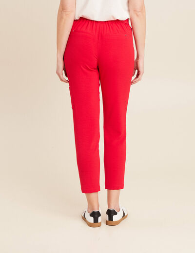 Pantalon flou ceinturé rouge femme