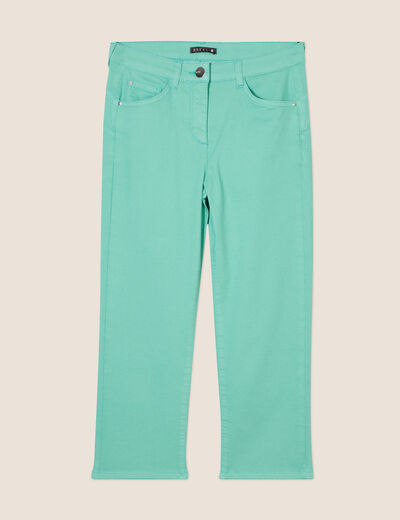 Pantacourt droit taille standard vert émeraude femme