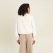 Gilet droit sans manches fausse fourrure ecru femme