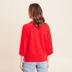 Pull fin col rond manches coudes rouge fluo femme