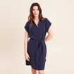 Robe droite courte manches courtes bleu marine femme
