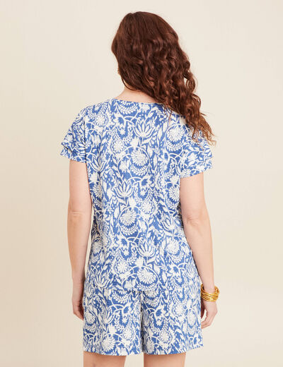 T-shirt manches courtes bleu femme